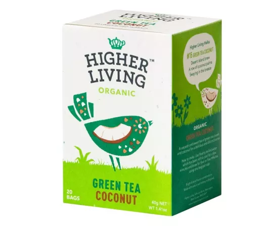 Higher Living Green Tea Coconut Tea Bags 20's