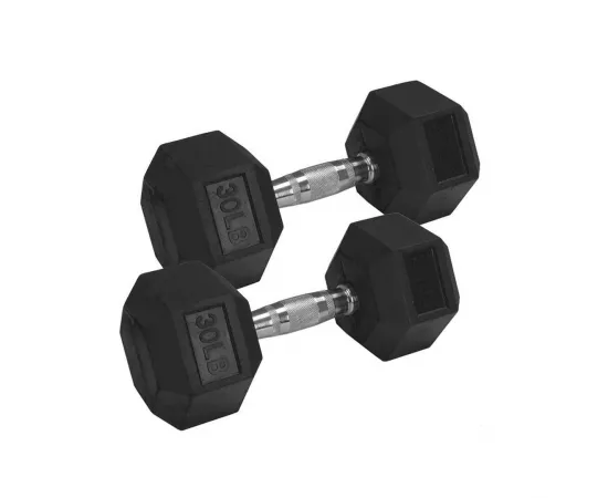 1441 Fitness Rubber Hex Dumbbells - 30 lbs
