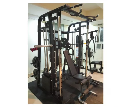 1441 Fitness Heavy Duty Smith Machine with Squat Rack / Lat attachment Pulley / Pull Up Bar and Landmine
