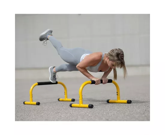 Lebert Fitness Parallettes Push Up Dip Stand (12''H x 25''L x 16''W) S - Yellow