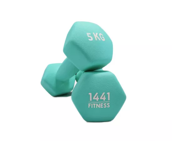 1441 Fitness Neoprene Hex Dumbbells 5 kg Sold in Pair (2 Pcs)