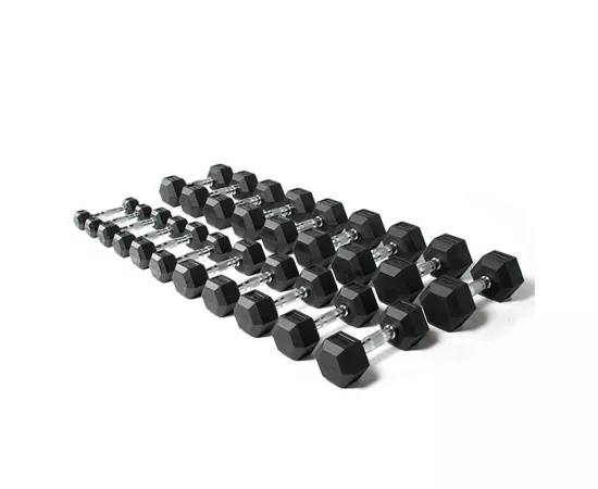 1441 Fitness Rubber Hex Dumbbells - 25 lbs