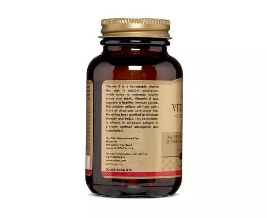 Solgar Vitamin D3 Softgels Cholecalciferol 400 IU 100's