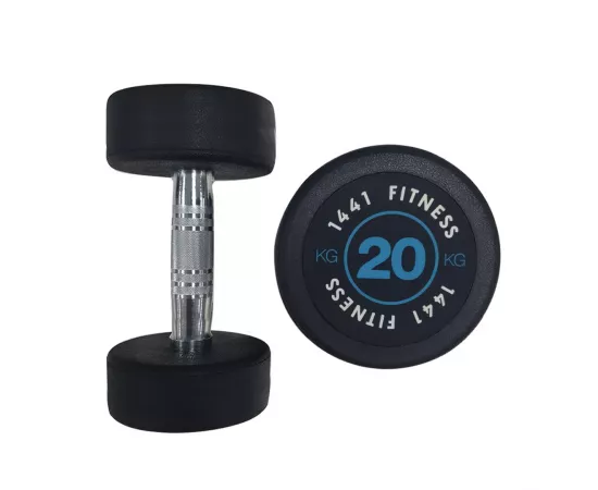 1441 Fitness Premium Rubber Round Dumbbells - Blue (Sold as Pair) 20 Kg