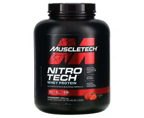 Muscletech Nitrotech Protein Powder Whey Protein Strawberry 4 lbs (1.81 kg)
