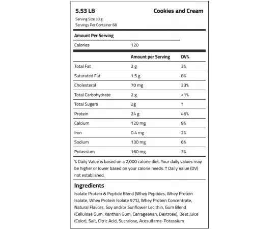 نيترو تيك واي الذهبي الكوكيز آند كريم من ماسل تيك   5 رطل (2.27 كيلو جرام)