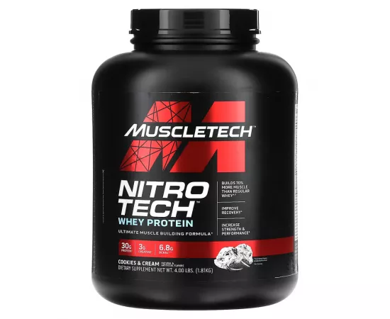 Muscletech NitroTech Whey Protein Powder Cookies And Cream 4 lbs (1.81 kg)