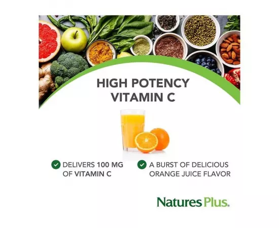 Natures Plus Orange Juice Junior Chewable Vitamin C 100 mg Tablets 90's