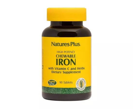 Natures Plus Chewable Iron With Vitamin C & Herbs Tablets 90's