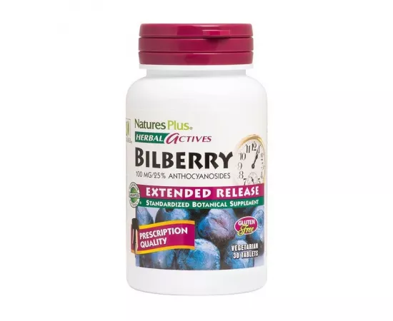 Natures Plus Herbal Actives Bilberry 100 Mg 25% Anthocyanosides 30's