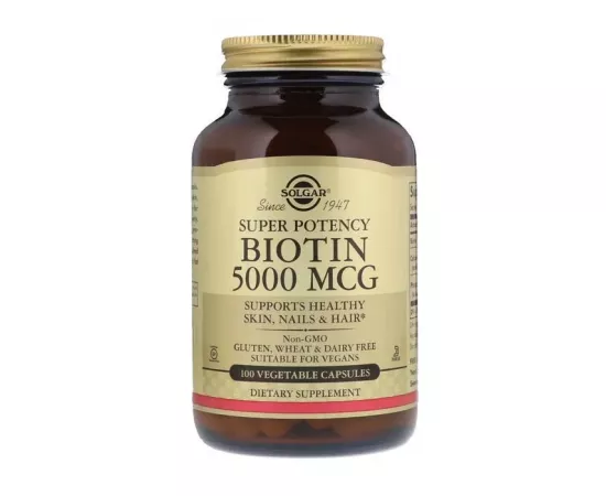 Solgar Biotin 5000 MCG Vegetable Capsules 100's
