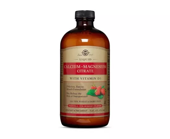 Solgar Liquid Calcium Magnesium With Vitamin D3 Strawberry 16 Oz (473 ml)