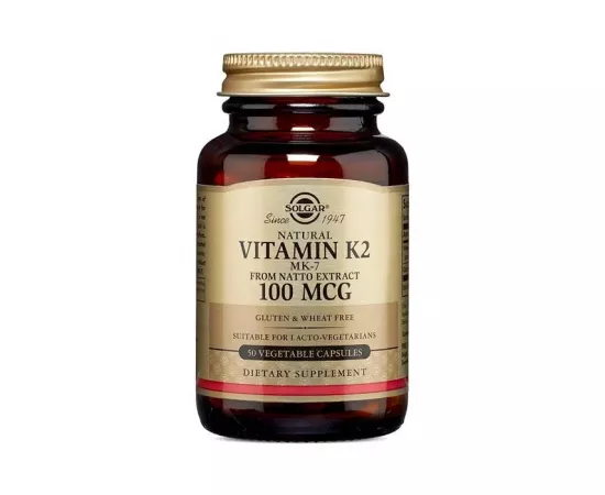 Solgar Natural Vitamin K2 100 Mcg Vegetable Capsules 50's