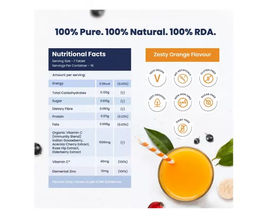 Wellbeing Nutrition Organic Vitamin C + Zinc Tablets 16's