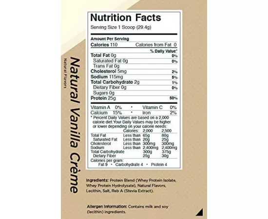 البروتين الطبيعي بنكهة الفانيلا كريم من آر1  38 حصة  2.46 رطل