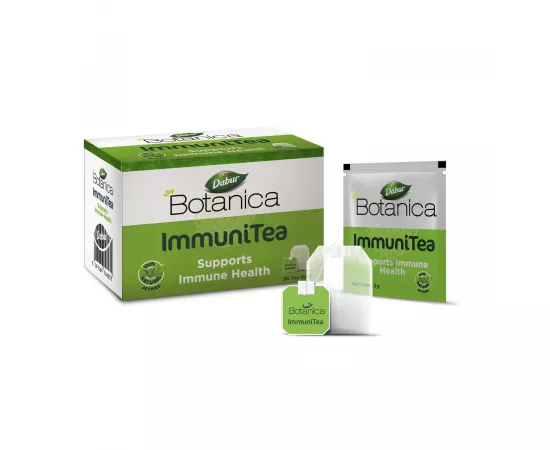 Dabur Botanica ImmuniTea | 10 Ingredients | Boosts Immunity | Ashwagandha | Turmeric | Ginkgo Biloba | Amla | Ginger | Ginseng | Herbal Tea | 20 Bags