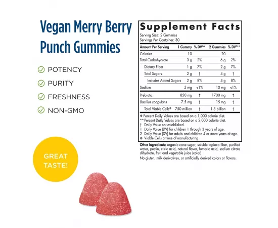 Nordic Sunshine Probiotic Gummies Kids Merry Berry Punch 60's