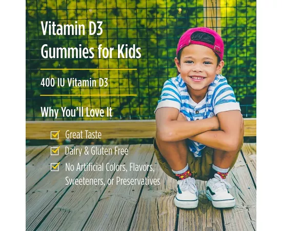  جاميز  فيتامين دي3  للأطفال بتركيز 400 I.U. من نورديك صن شاين 60 