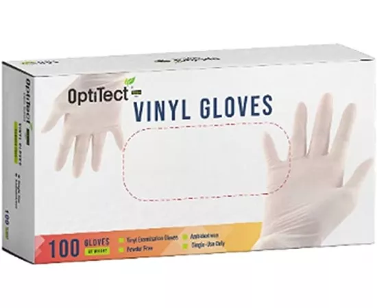 OptiTect Disposable Vinyl Powder Free Gloves 100 Pcs XL