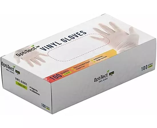 OptiTect Disposable Vinyl Powder Free Gloves 100 Pcs Medium