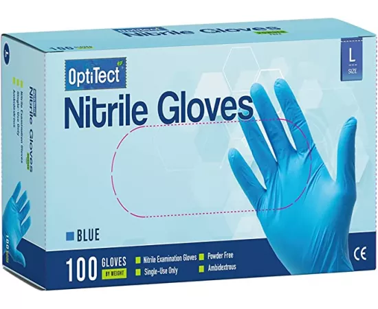 Optitect Nitrile Gloves Powder Free, 100Pcs L