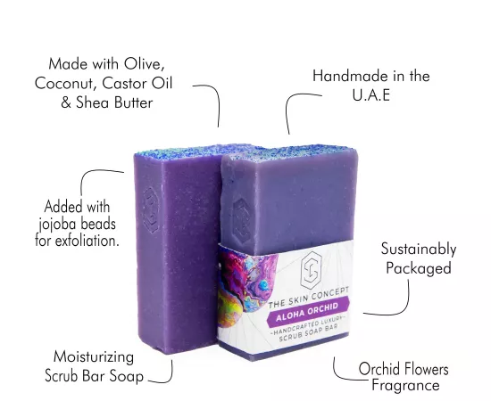 The Skin Concept Handmade  Artisanal Scrub - Aloha Orchid - Bar Soap