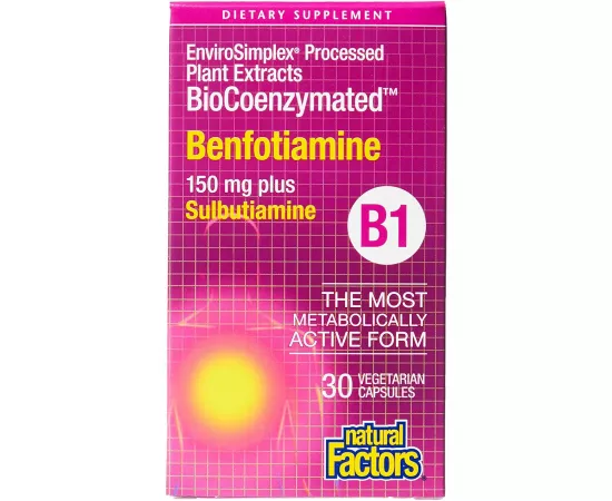 Natural Factors BioCoenzymated B1 Benfotiamine 150mg 30 Veggie Capsules