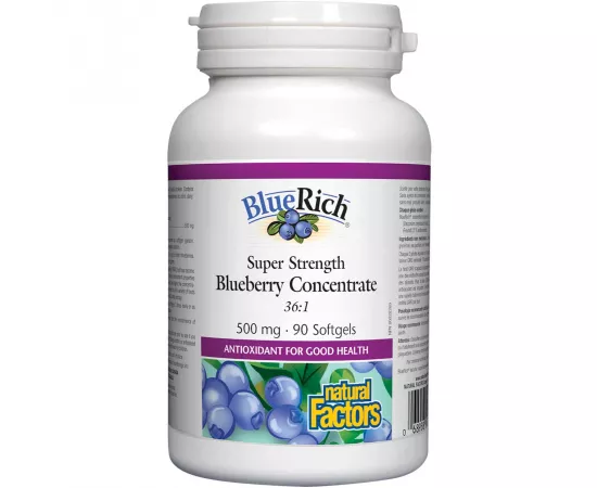 Natural Factors Bluerich Super Strength Blueberry Concentrate 36:1 500 mg 90 Softgels