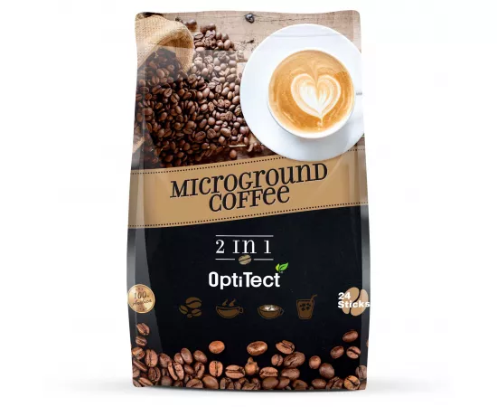Optitect Arabica Microground Coffee 2 in 1, 24 Stick Packs