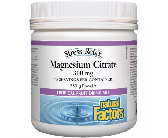 Natural Factors Magnesium Citrate Powder 300 mg Tropical Fruits 250gm