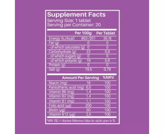 Sunshine Nutrition B-Complex  Orange Flavor Effervescent Tablets 20's