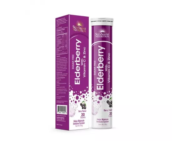 Sunshine Nutrition Elderberry With Vitamin C & Zinc Effervescent Tablets 20's Buy 1 Get 1 Free