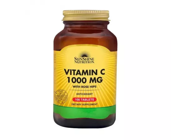 Sunshine Nutrition Vitamin C 1000 mg With Rosehips 100 Tablets