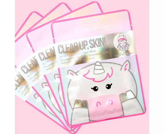 The Crème Shop Clear Up, Skin! Animated Unicorn Face Mask - Clarifying Strawberry Milk