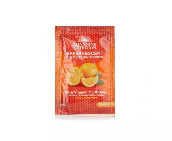 Sunshine Nutrition Vitamin C 1000 mg Effervescent Multivitamin Powder Orange Flavor 8.8 g Pack of 30