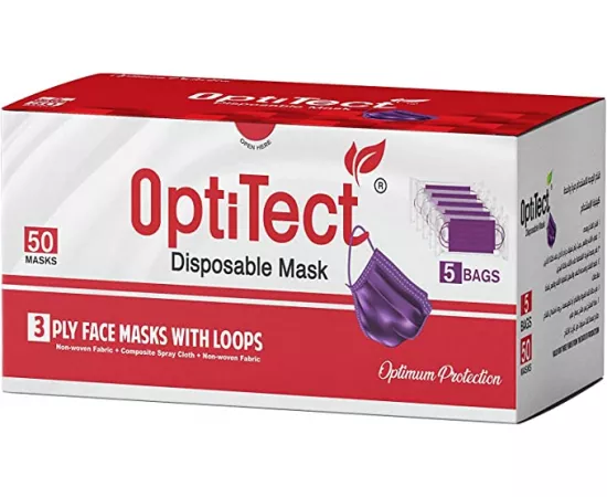 OptiTect Disposable Mask Purple 50 pcs Box (5 Bags)