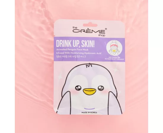 The Crème Shop Drink Up Skin Animated Penguin Face Mask - Infused with Moisturizing Hyaluronic Acid
