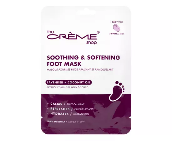 The Crème Shop Soothing & Softening Foot Mask Lavender + Coconut Oil