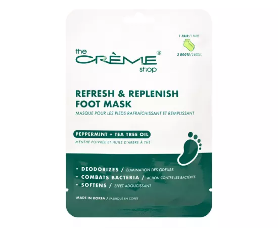 The Crème Shop Refresh & Replenish Foot Mask Peppermint + Tea Tree Oil
