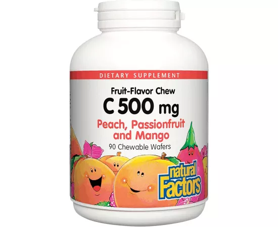 Natural Factors Vitamin C 500 mg Chewable Wafer Peach Passionfruit Mango 90 Chewable Wafer