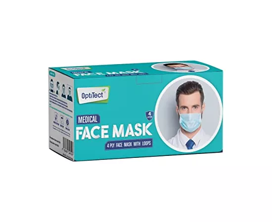 OptiTect Medical Grade Face Mask Disposable 4 Layer Masks 50 PCS