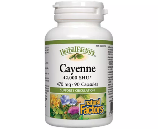 Natural Factors Cayenne, 470 mg, 90 Capsules
