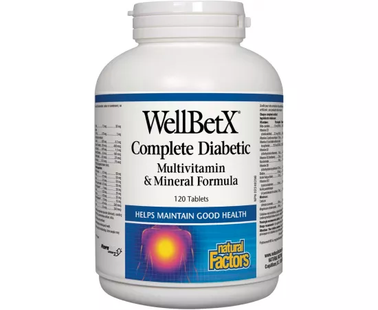 ويلبت إكس كومبليت لمرضى السكري تركيبة فيتامينات ومعادن متعددة من ناتشورال فاكتورز - 120 قرص