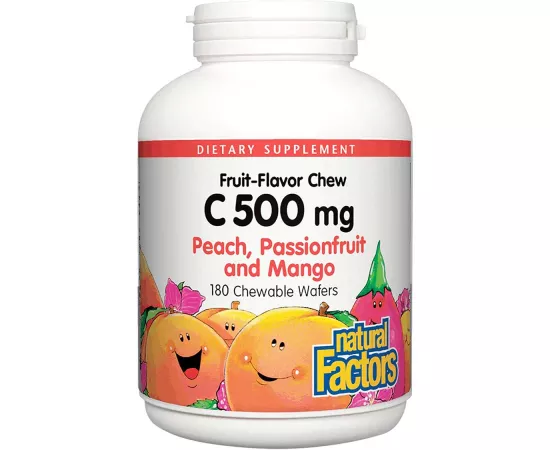 Natural Factors Vitamin C 500mg Chewable Wafer Peach Passionfruit Mango 180 Chewable Wafer