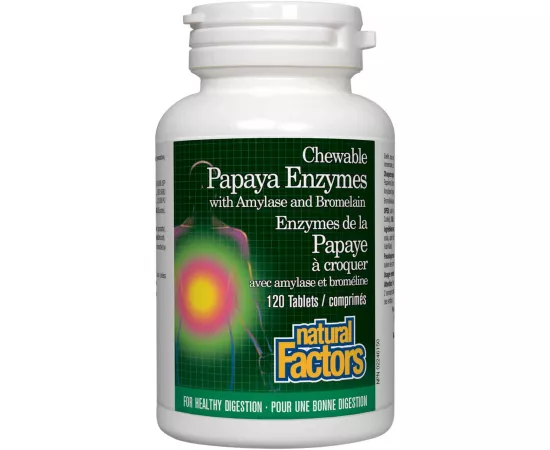 Natural Factors Papaya Enzymes with Amylase & Bromelain 120 Tablets