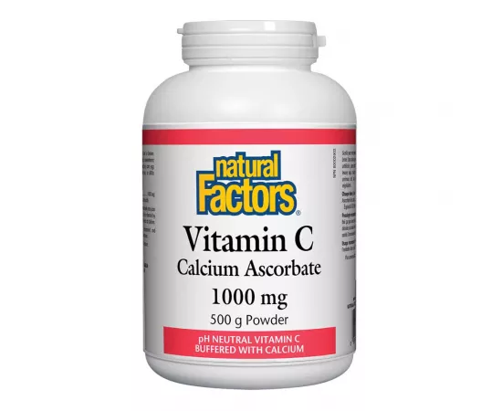 Natural Factors Vitamin C Calcium Ascorbate Powder 500 Gm 1000 mg