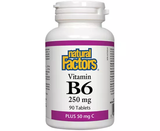 Natural Factors Vitamin B6 250 Mg Plus 50 Mg Vitamin C 250 mg 90 Tablets