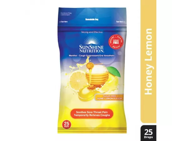 Sunshine Nutrition Lozenges Sugar Free Honey & Lemon Flavor 25 Drops