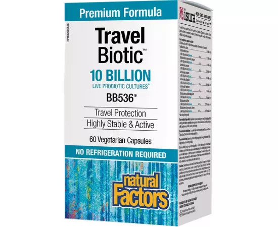 Natural Factors Travel Biotic Bb536 10 Billion Active Cells 60 Veggie Capsules
