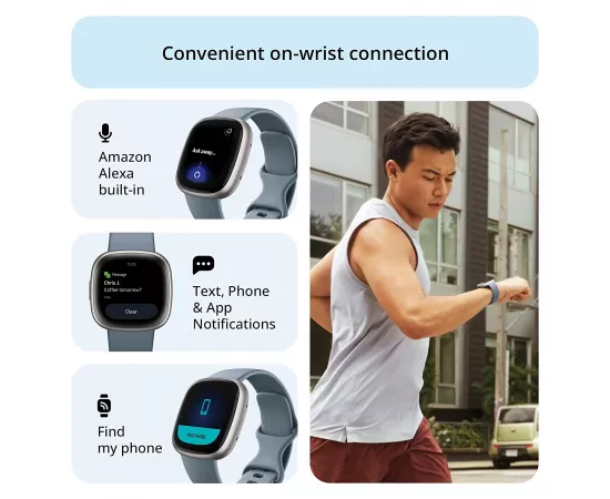 Fitbit Versa 4 Fitness Watch Waterfall Blue Plantinum